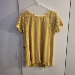 Umgee Yellow Crochet Sleeve Top